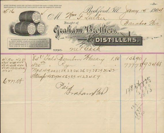 Factuur van Graham Brothers Distillers